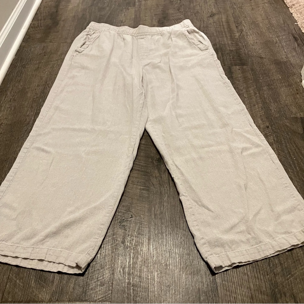Casual tan Wide-Leg linen Pants